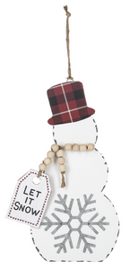 Oversized Snowman with Plaid Hat Ornament