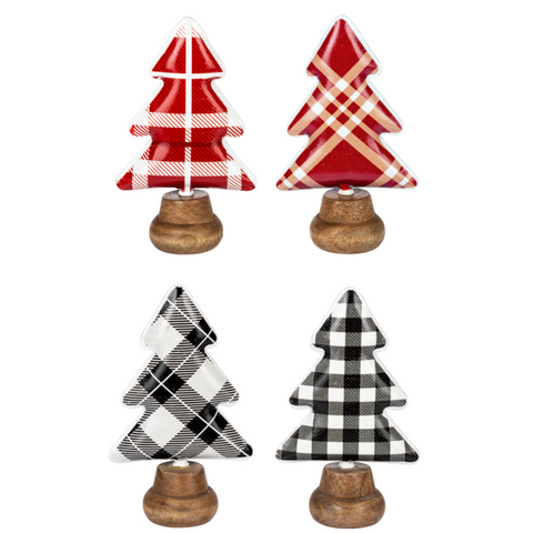 Red, White & Black Plaid Tree on Stand