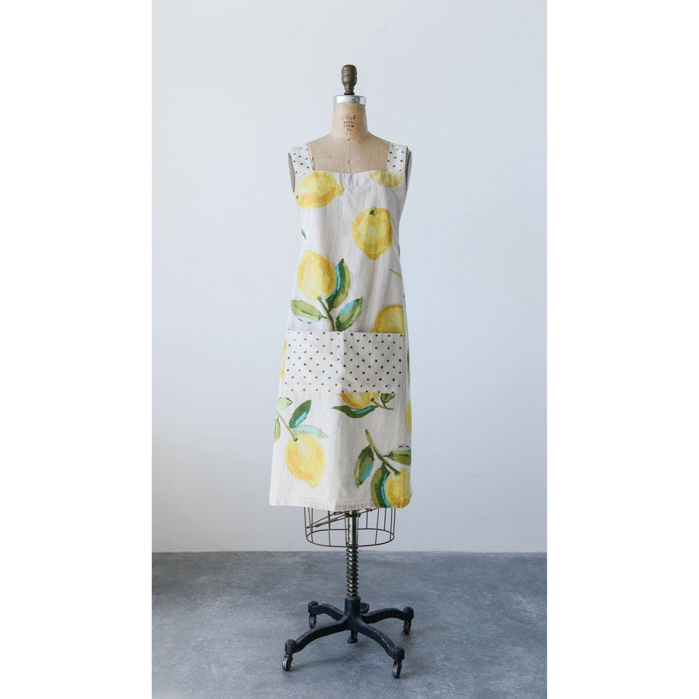 Lemon Cotton Cross-Back Apron