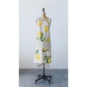 Lemon Cotton Cross-Back Apron