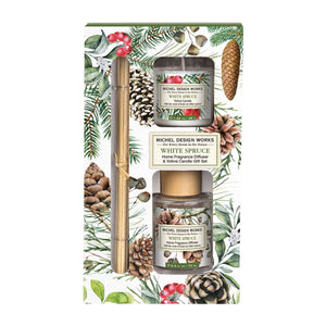 White Spruce Home Fragrance Diffuser & Votive Candle Gift Set