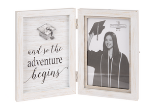 2 Panel Accordion Photo Frame - Grad - 'and so the adventure begins'