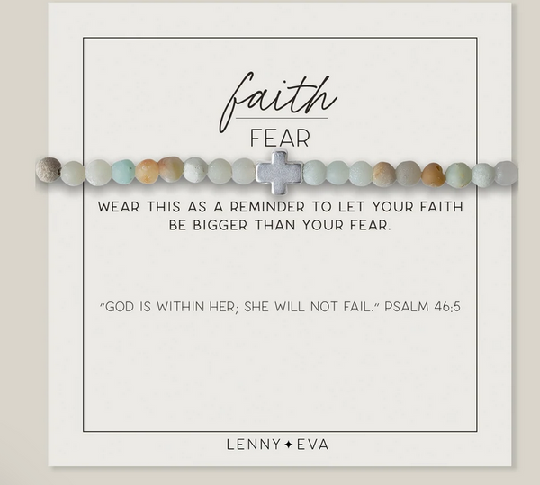 Faith Over Fear Cross Stretch Bracelet-Amazonite