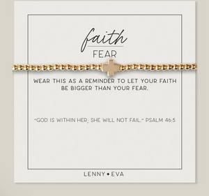 Faith Over Fear Cross Stretch Bracelet-gold/silver