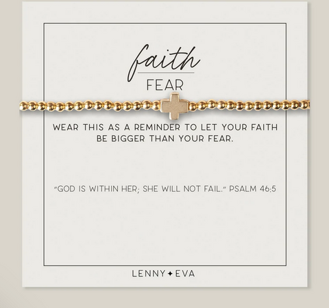 Faith Over Fear Cross Stretch Bracelet-gold/silver