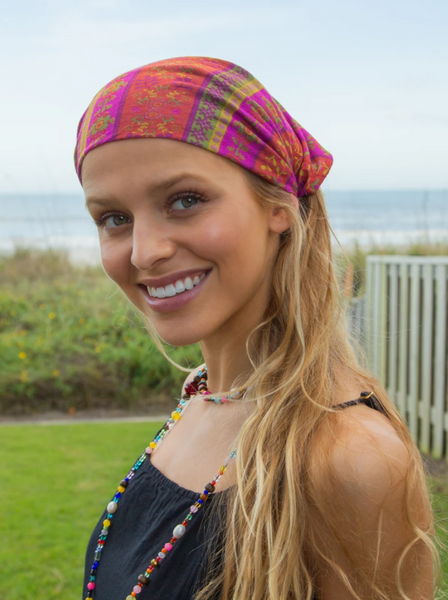 Fuschia Floral Stripes BOHO Bandeau