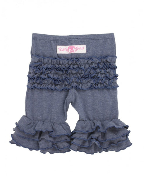 Faux Denim Ruffle Bermuda Shorts