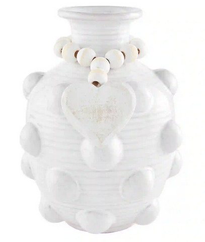 Heart Beaded Ceramic Vase