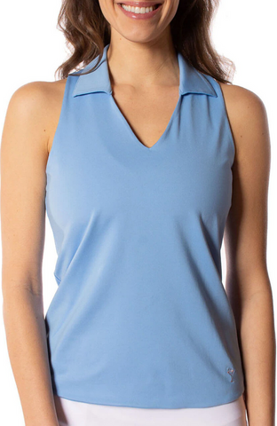 Sky Blue Sleeveless Sport Polo | The Lisa