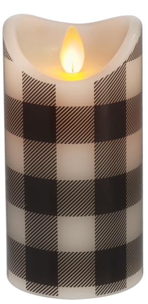 LED Buffalo Plaid Wax Pillars (2 pc. ppk.)