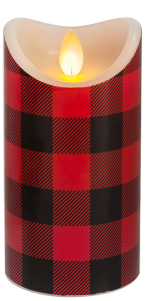 LED Buffalo Plaid Wax Pillars (2 pc. ppk.)