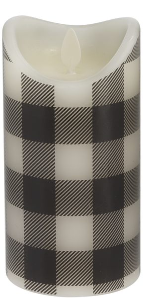 LED Buffalo Plaid Wax Pillars (2 pc. ppk.)