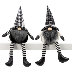 Black & White Gnome Witch Shelf Sitters