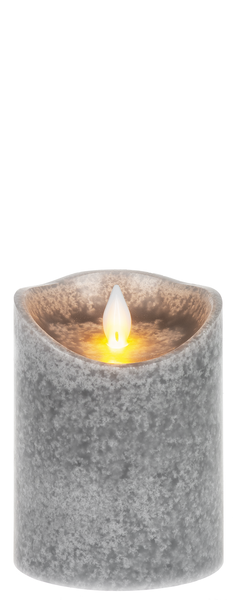 Wax LED Mottled Pillar - Gray