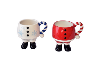 Santa & Snowman Footed Mugs