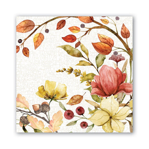 Fall Leaves & Flowers Cocktail Napkin
