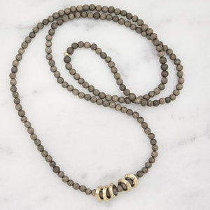 Gray Golden Rings Long Layering Necklace
