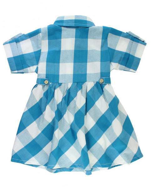 Peacock Blue Plaid Babydoll Dress