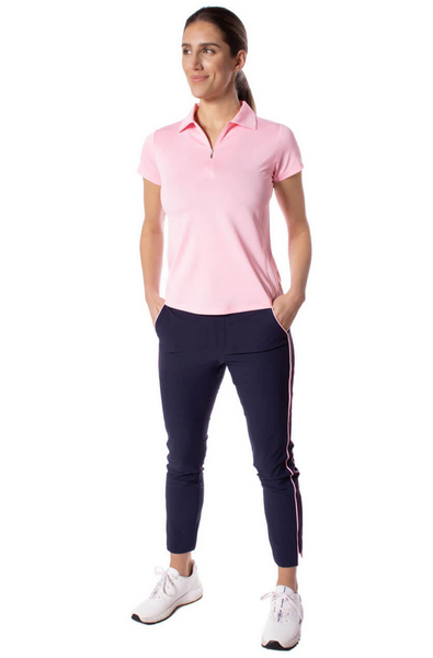Light Pink Short Sleeve Zip Stretch Polo